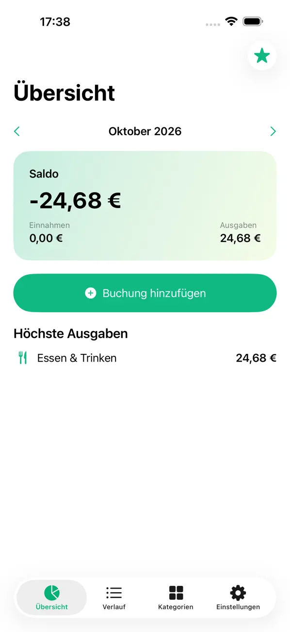 BuchPilot household budget overview on iPhone